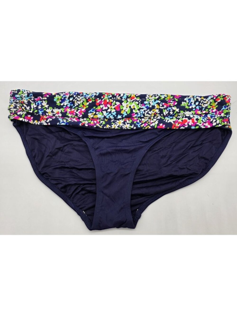 Anne Cole Womens Bikini Bottom Size XL Blue Floral Waist Swimsuit Swim